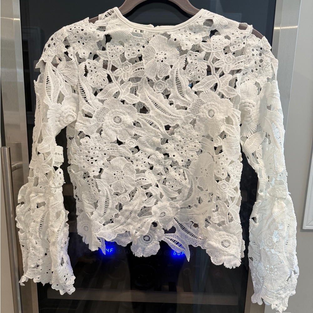 White Lace Floral Blouse